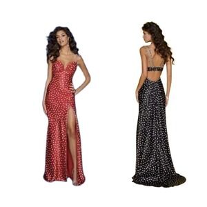 Mori Lee Polka Dot Prom Dress Black & White